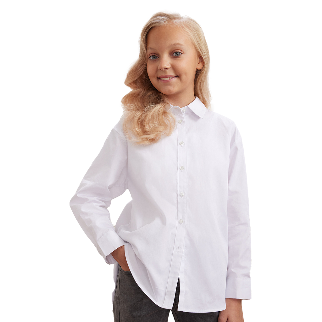 Kids / Girls Regular fit Long Sleeve White Shirt | School Uniform | Cotton Shirt