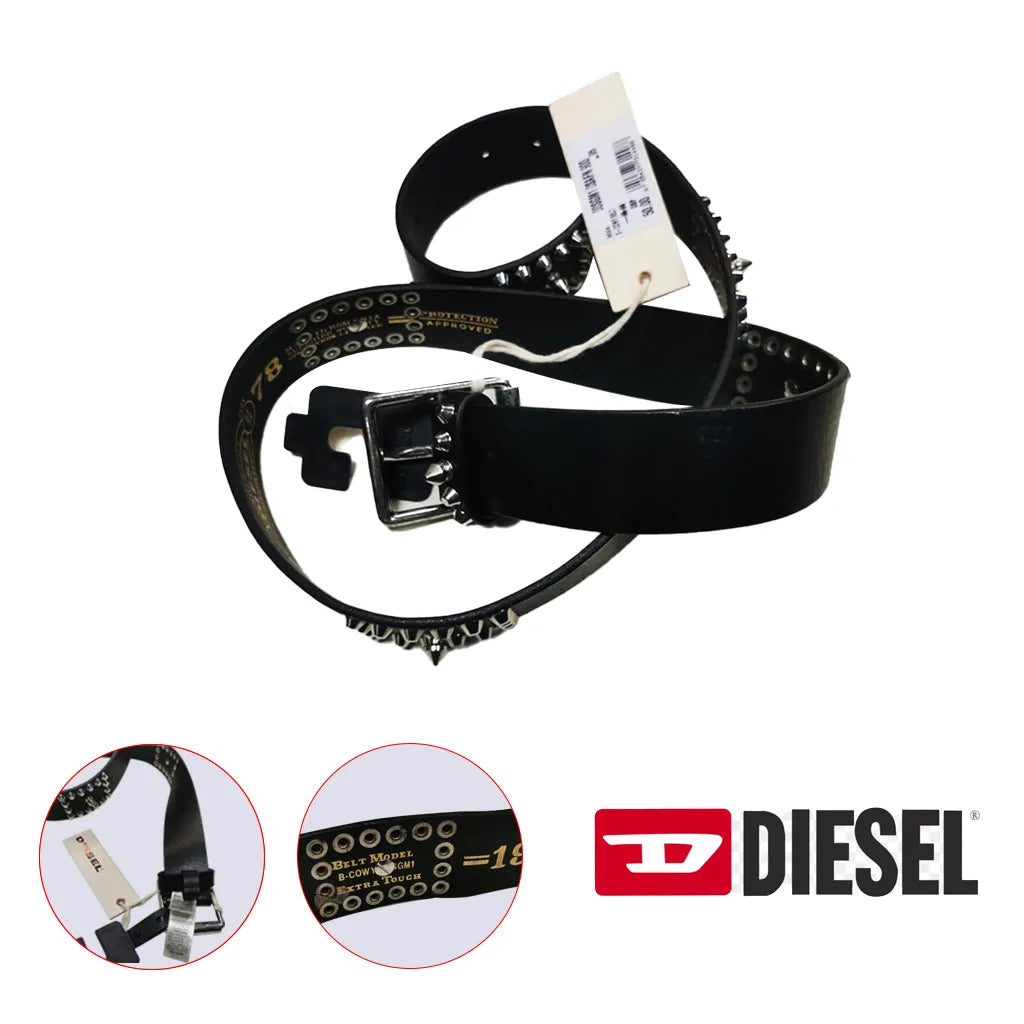 Diesel Mens' Black Waist Belt B-COWY 00SGM1 Extra Tough Cow Leather Size 95CM