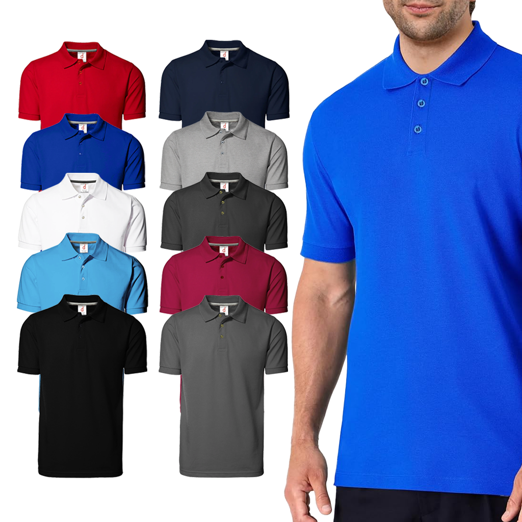 Mens Plain Pique Polo Shirts Summer Top Short Sleeve Workwear Sportwear UK Sale