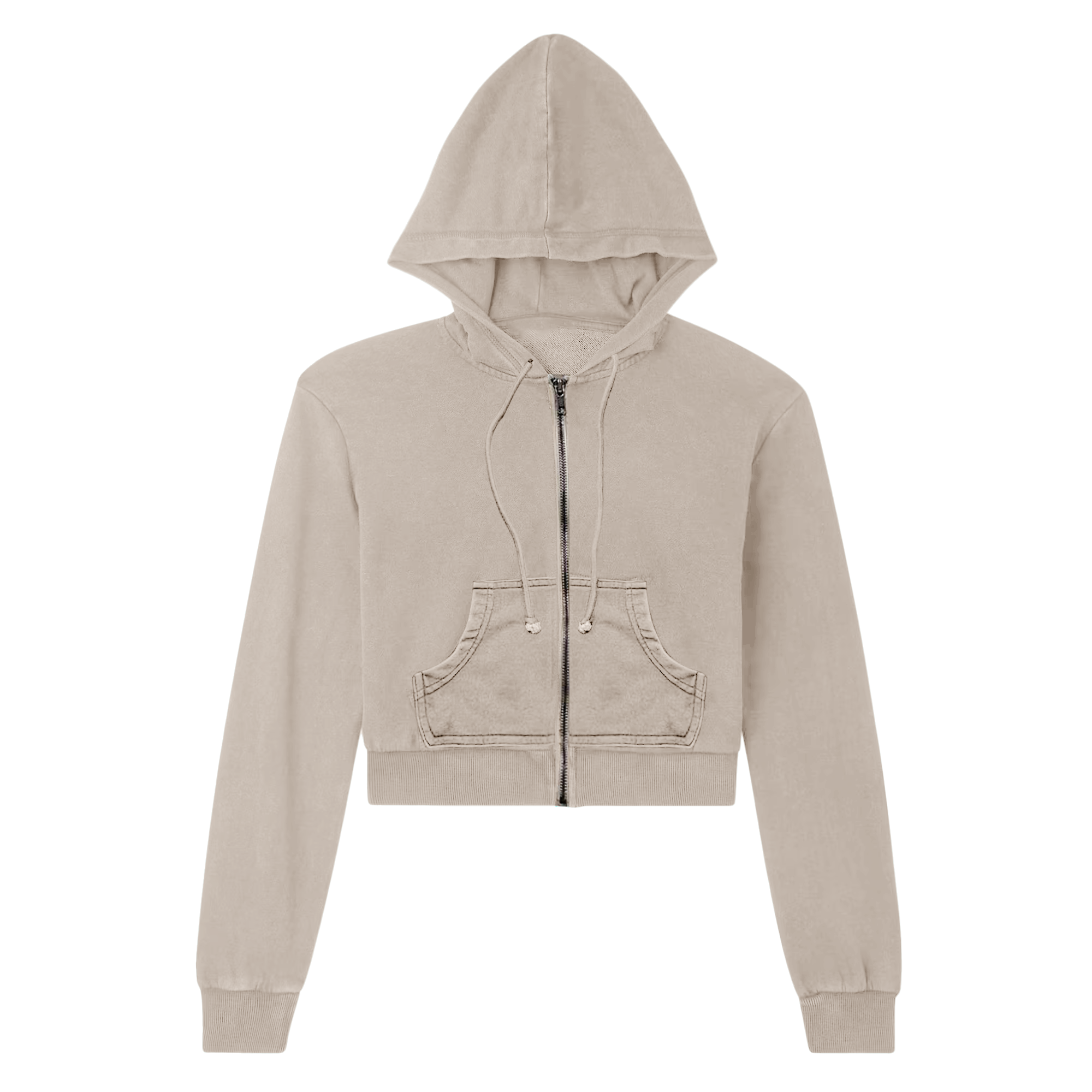 【KOOLOSET】[Brushed] Crop Pigment Washed Hood Zip-Up KOOLOSET】[Brushed] Crop Pigment Washed Hood Zip-Up