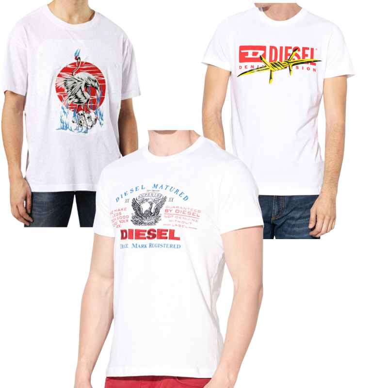 DIESEL Mens Short Sleeve T-Shirts, Trendy Smart Casual Tops for Modern Style