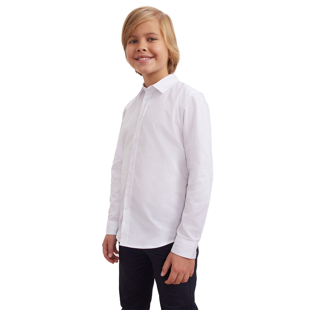 Kids / Boys Regular fit Long Sleeve White Shirt | School Uniform  | 100% COTTON