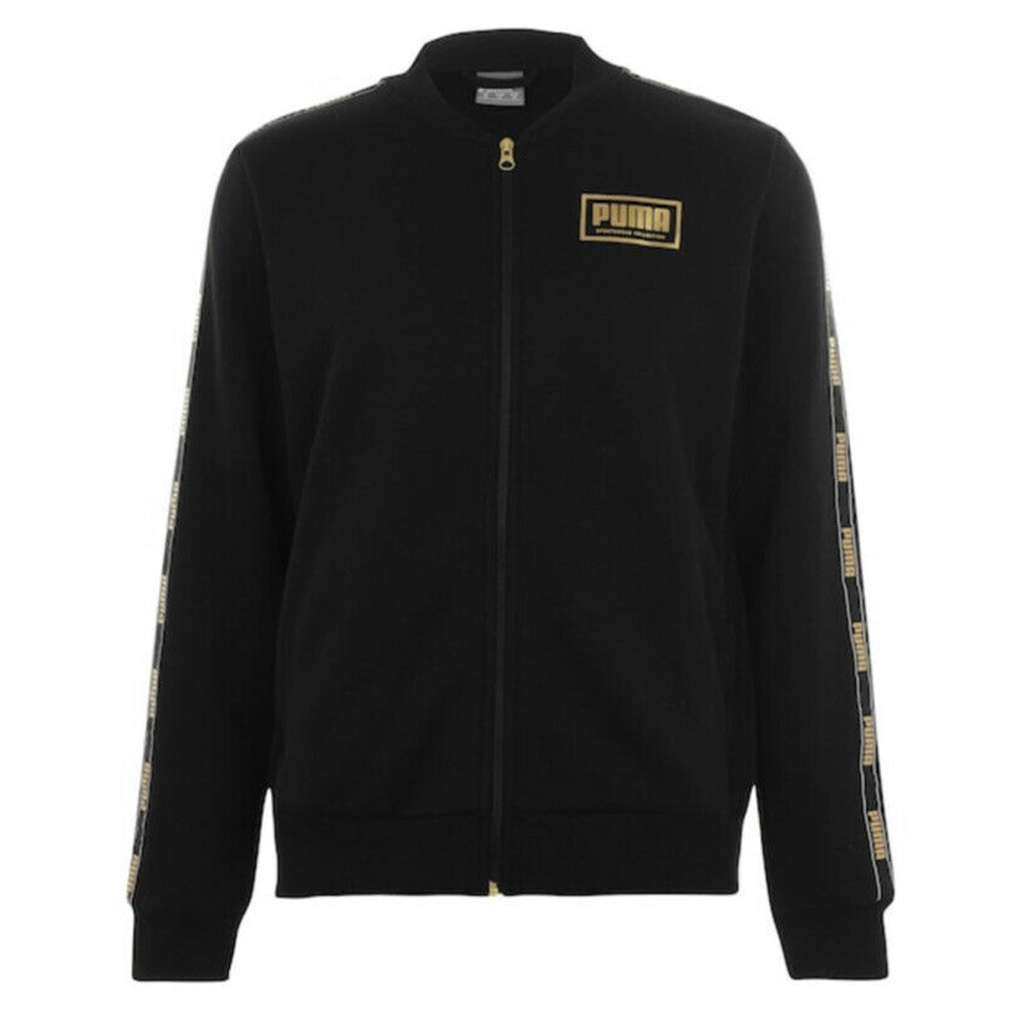 Puma Men’s LUXURY Full Zip SPORTS Jacket Black WITH Gold Logo RRP 59.99