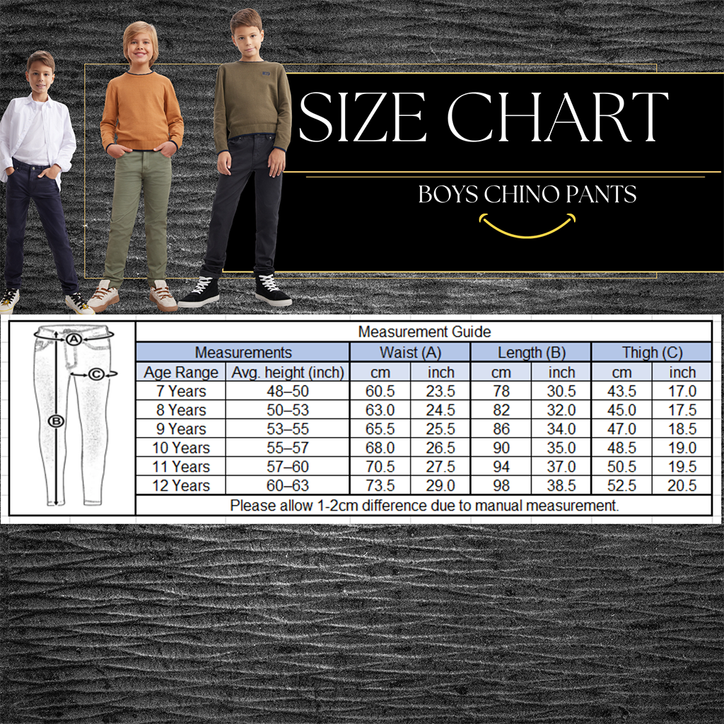 Kids Jeans Pants Boys Chino Cotton School Jeans Adjustable Waist