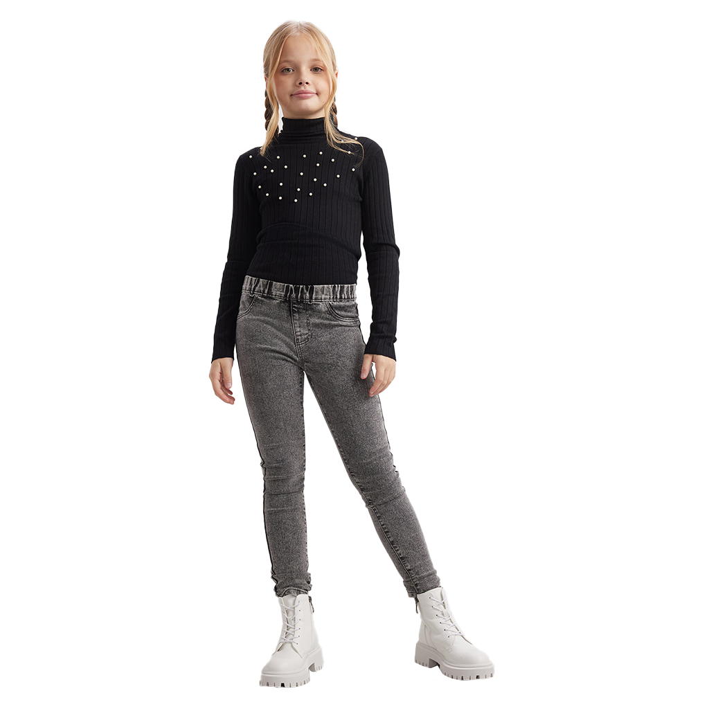 Girls Denim Jeans Comfort Stretch Luxury Quality Jeggings Grey