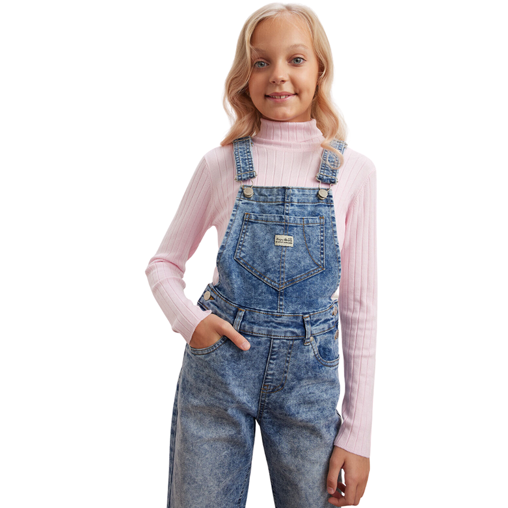 Kids Girls Denim Dungaree Full Length  Jeans Overall Fashion Jumpsuit New Style