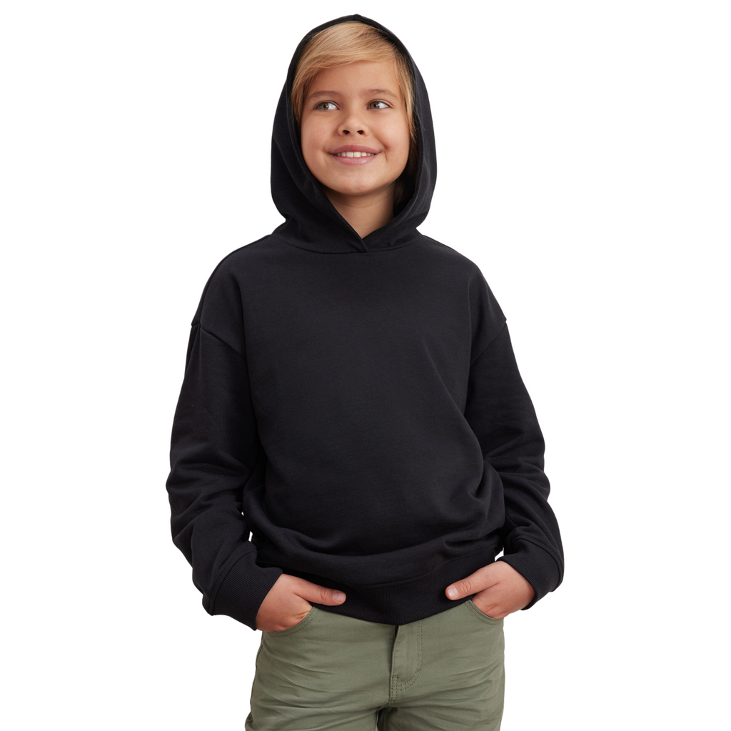Boys Girls Black Sweatshirt hooded Pullover Unisex Hoodies Age