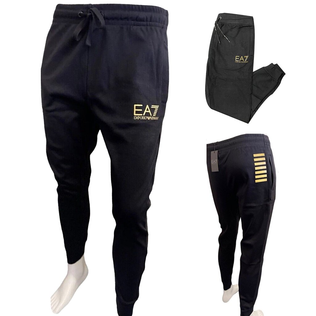 Emporio Armani EA7 Gold Logo Men's Winter Fleece Joggers, Multicolor, Size S-2XL