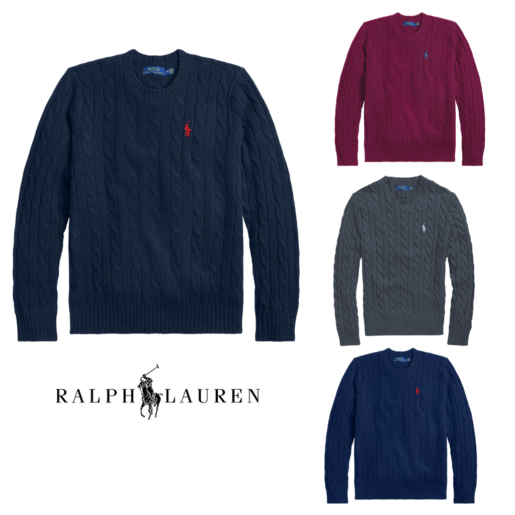 Men's Ralph Lauren Long Sleeve Polo Jumper Cable Knit Jumper CrewNeck